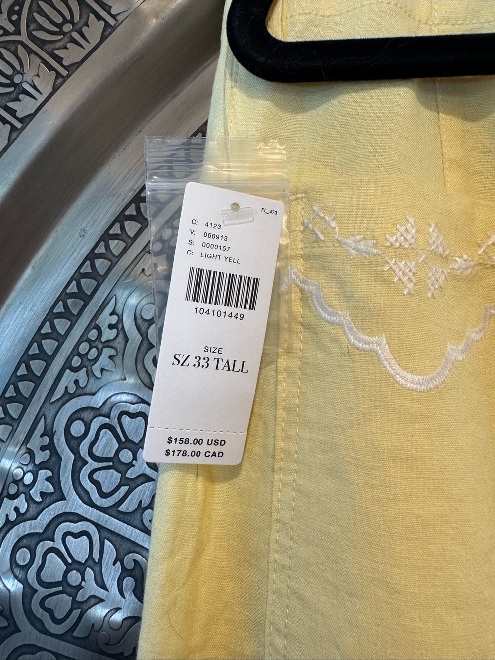 Anthropology Maeve Colette Yellow Embroidered Scallop Wide-Leg Crop Pants 33T NW - Picture 9 of 15